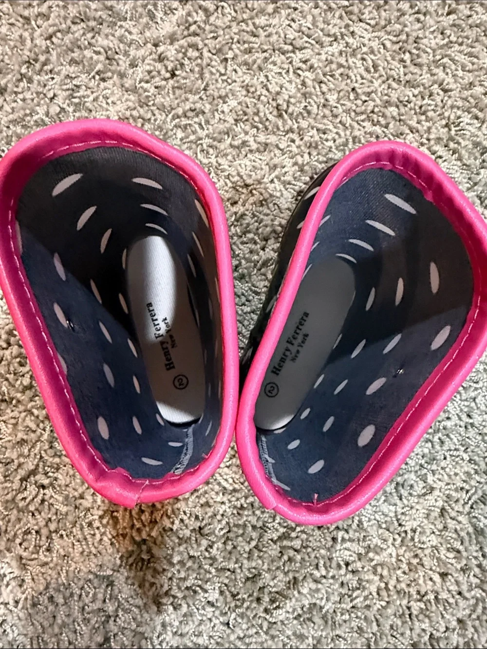 Kids Polka Dot Rain Boots with Pink Bow - Size 2